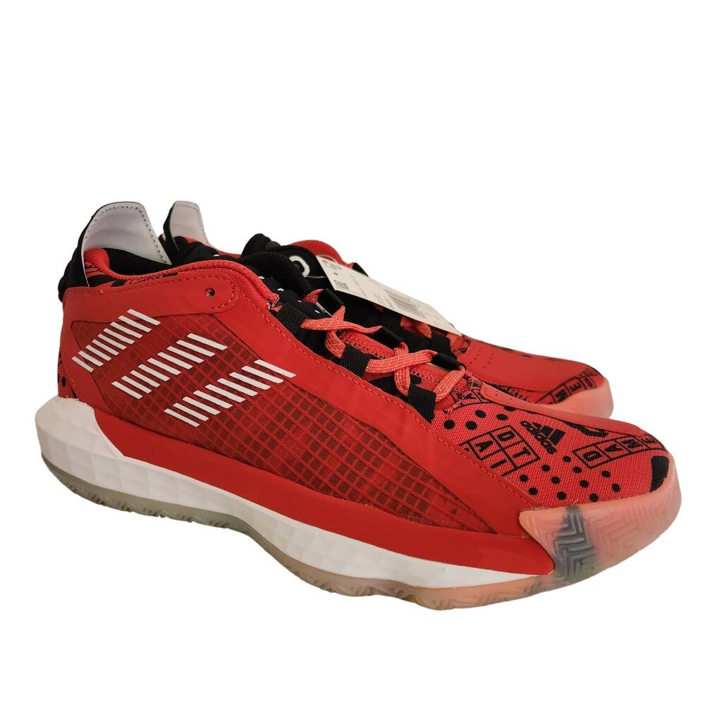 adidas Dame 6 Geek Up Basketball Shoe, Red, 6 US Unisex Big Kid